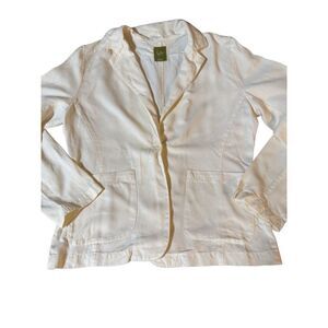 Women's long sleeve double-breasted off white Tencel blazer jacket M